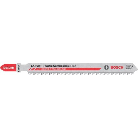 Bosch Professional 3x Lame per seghetto alternativo Expert Plastic Composites Clean T 301 CHM (per WPC legno plastica, Composito superficiale massiccio, lungh 117 mm, accessorio Seghetto alternativo)