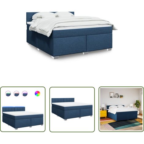 vidaXL Boxspringbett mit Matratze Blau 180x200 cm Stoff (1/5)