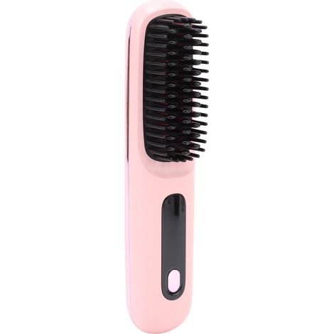 Brosse lissante sans fil 35 W avec écran LED, portable et chauffante, 3 réglages de température, charge rapide USB-C, convient à tous types de cheveux (rose). (1/5)