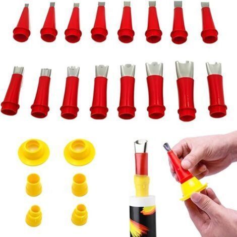 Calfeutrage Buse Applicateur Réutilisable,Trousse à outils universelle de buse en caoutchouc intégrée, Universel Kit D'outils De Buse En Caoutchouc Avec Base/Lot de 22 (6 accessoires) (1/5)