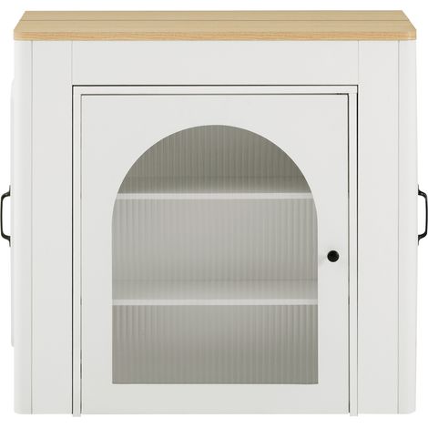 Tavolo da pranzo allungabile, con illuminazione LED, presa USB e Type-C, MDF e vetro, Natural e bianco (1/5)