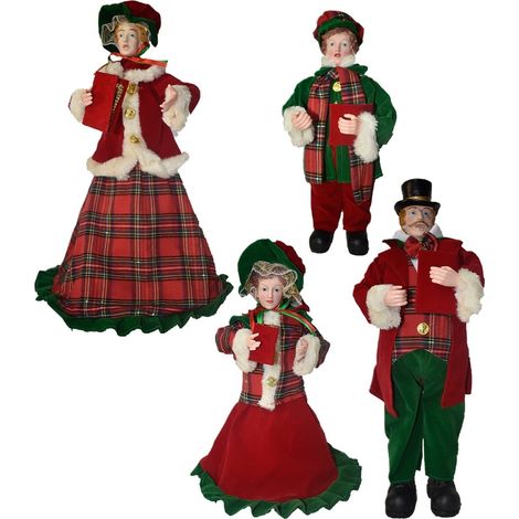 Cantori Famiglia di natale coro cantanti in tessuto 4pz decorazioni natalizie addobbi negozio vetrine casa (1/5)