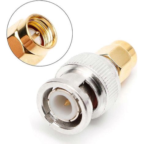 Adaptateur coaxial RF SMA-BNC-JJ, fiche SMA mâle vers BNC mâle droite (1/5)