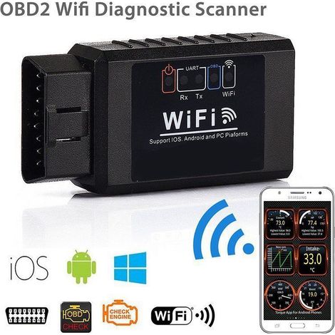 C07C V1.5 Black WIFI ELM327 OBD2 Car Diagnostic Tool Supports Android and Apple Dual Systems --
