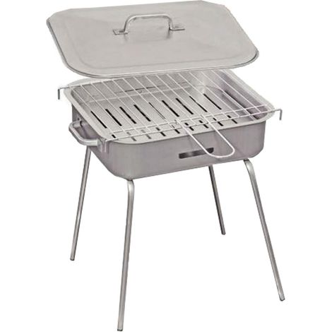 Fornello da barbecue rettangolare con griglia tappo piedini richiudibile a carbonella