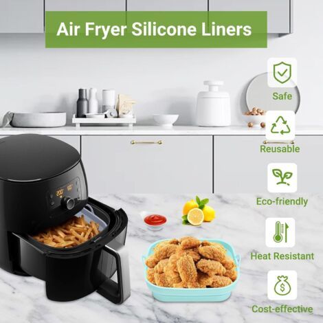 Moules en silicone pour friteuse à air chaud – Lot de deux – Résistants à la chaleur jusqu'à 230 °C – Pliables et antiadhésifs – Compatibles micro-ondes et four (1/3)