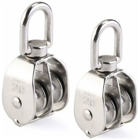 [JAMAIS UTILISÉ]Poulie Double 2pcs inox 304 pivotant Double poulie- (1/5)