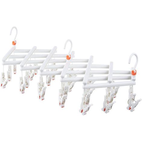 Pratico appendiabiti pieghevole con clip, 29 clip, bianco