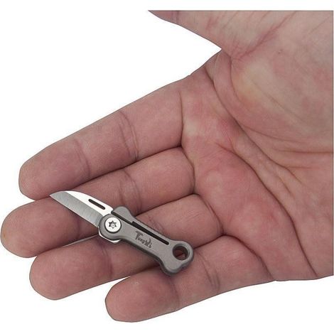Mini-couteau de poche avec manche en titane, lame de 0,8 pouce en acier inoxydable, ultra-compact