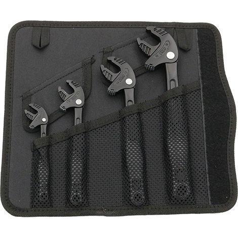 Clé à molette 4 pièces avec mécanisme de verrouillage automatique 7-10mm 10-13mm 13-16mm 16-19mm clé à mâchoires à cliquet pour la réparation de tuyaux entretien automatique usage domestique (1/5)