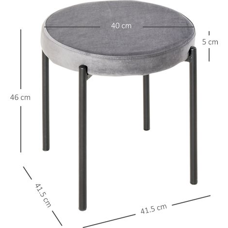 Set de 4 tabourets de cuisine empilables, chaise de salle à manger avec assise rembourrée aspect velours, métal gris, parfait pour cuisine et salle à manger, 41,5 x 41,5 x 46 cm (1/4)
