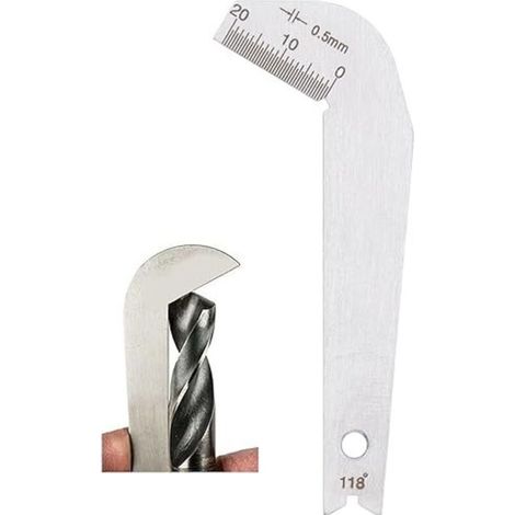 calibres de afilado de brocas de 118°, calibre de ángulo de broca de acero inoxidable, precisión de 0,5 mm, para madera y metal, compactos, ligeros, rápidos y eficientes con rango de medición de 0 a 2 (1/4)