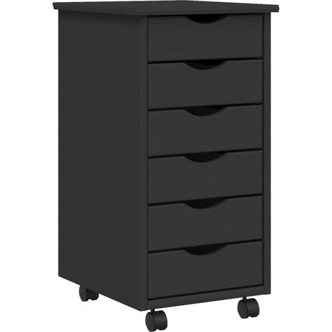 Armoire roulante avec tiroirs MOSS gris bois de pin solide (1/5)