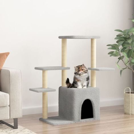Arbre à chat en sisal gris clair, 97,5 cm