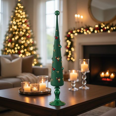 EDG Enzo De Gasperi Cono Decorativo Natalizio con Bolle H52 cm Bianco – Decorazione di Natale (1/4)