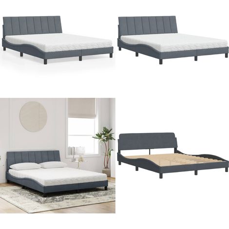 vidaXL Bett mit Matratze Dunkelgrau 160x200 cm Samt (1/5)
