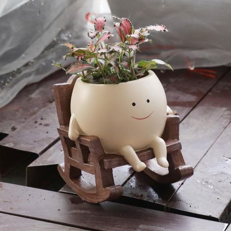 Niedlicher Smiley-Gesicht-Pflanztopf für drinnen und draußen – einzigartiges Design für Sukkulenten und Blumen mit Drainage (1/5)