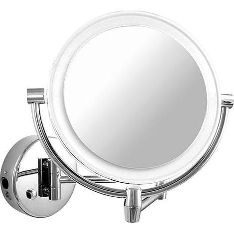 Miroir cosmetique mural Eliam avec éclairage, 1-5 grossissement diam 192/156 mm (1/2)