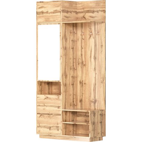 Vestiaire compact avec miroir et banc, vestiaire d’entrée avec meuble à chaussures et crochets, crochets à vêtements, vestiaire compact, ensemble de meubles d’entrée, vestiaire d’entrée (1/5)