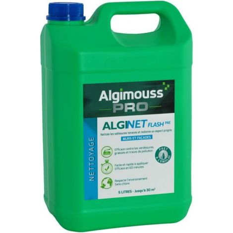 Algimouss – Nettoyant façades prêt à l'emploi 5 litres – Antimousse pour toit, mur et sol – Efficace contre salissures et moisissures – 19001