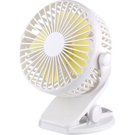 Leistungsstarker USB-Ventilator, leiser Tischventilator zum Anklemmen mit 3 Geschwindigkeitsstufen, 720° verstellbarer Rotation für Büro, Camping, Kinderwagen, Auto (weiß) (1/5)