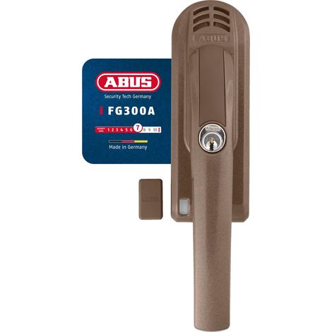 Poignée de Fenêtre Verrouillable FG300A AL0145 - Avec Cylindre Poussoir et Fonction d'Alarme, à Verrouillage Identique - Niveau de Sécurité 7 - 71896 - Marron (1/5)