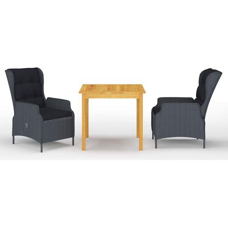 Ensemble à manger de jardin 3 pcs-Salon de jardin Gris foncé 527683 (1/5)