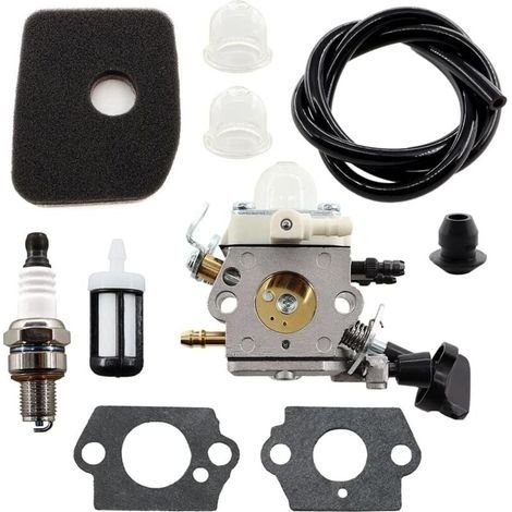 Kit carburateur pour souffleur Stihl modèles BG86, SH56, SH56C, SH86, SH86C, BG86CE, BG86Z et BG86CEZ, comprenant filtre à air et bougie. Remplaçable par ZAMA C1M-S261B, 4241 120 0616. (1/4)