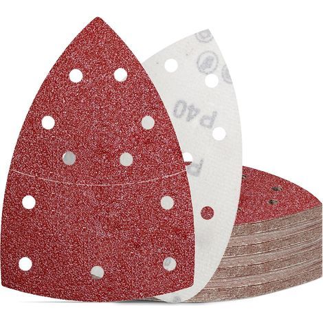 50 Triangular Abrasive Discs, 40 Grit, 11 Holes, for Detail Sanding of Wood and Metal (1/5)
