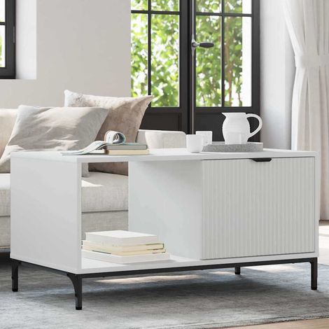 Couchtisch mit Schubladen Weiß 90 x 49 x 46 cm Holzwerkstoff