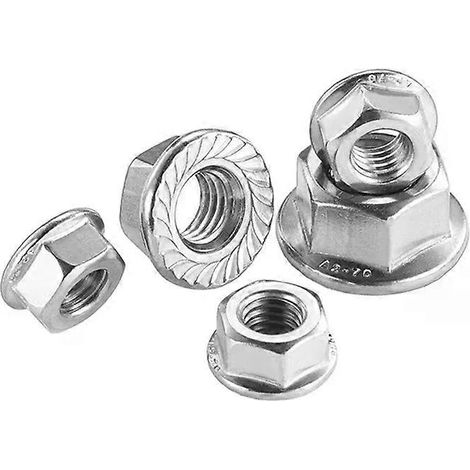 Lot de 10 écrous hexagonaux à embase en acier inoxydable M3 M4 M5 M6 M8 M10 M12 avec insert Nylstop - JXLGV (1/5)