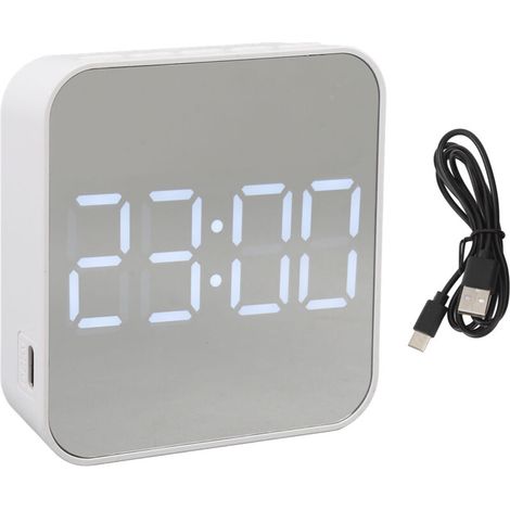 LED digital clock, 2 alarm settings, small multifunctional electronic with temperature and date display, for bedroom and office, white (1/5)