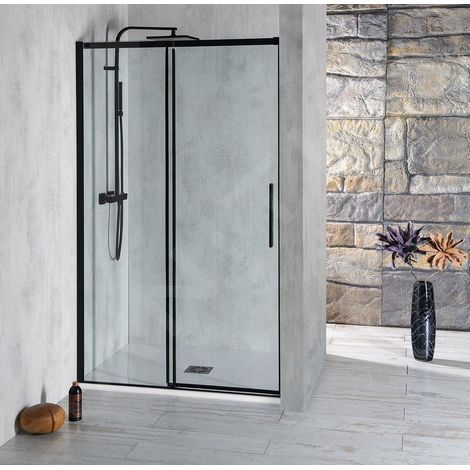 Porte de douche coulissante ALTIS BLACK 1570-1610mm, (H) 2000mm, verre clair (1/5)