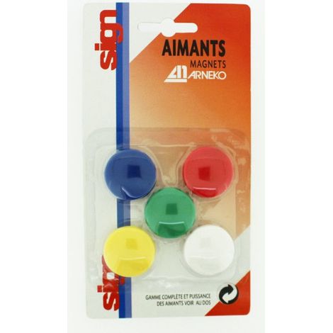 Aimants Ronds - SOLVEIG - Lot de 5 - Diamètre 27 mm - Plastique - Résine (1/3)
