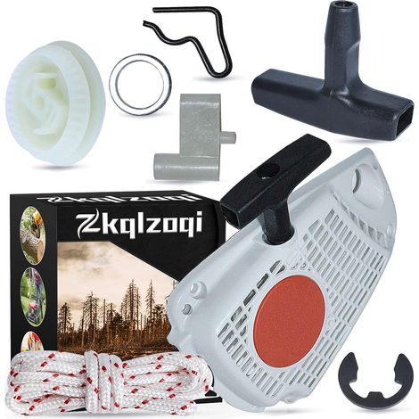 Démarreur à ressort pour Stihl MS192T MS193T avec poulie, corde, poignée, kit cliquet, démarreur à ressort, poulie, corde de démarrage, poignée, kit cliquet. (1/5)