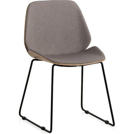 x2 Chaises bois et tissu gris pieds métal confort moderne - gris clair et bois naturel (1/5)