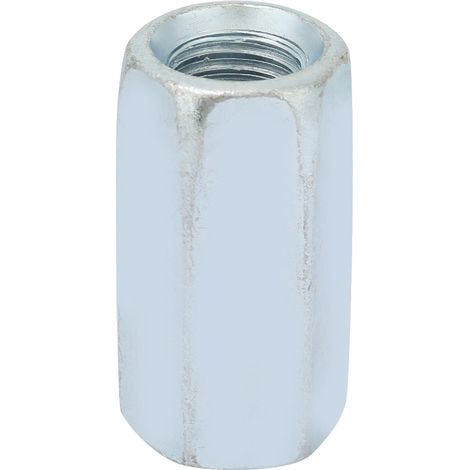 Écrou allongé hexagonal en acier carbone zingué, raccord fileté pour tige filetée, fixation rapide, lot de 1 pièce (1/3)