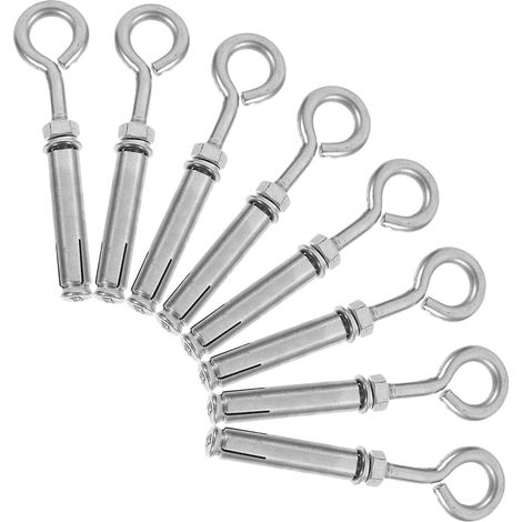 Lot de 8 vis d'expansion M6 en acier inoxydable 304 avec crochet à œillet fermé (1/5)
