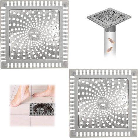 2 Bondes Douche Grilles Attrape Cheveux Filtre, Baignoire Anti Odeur Salle de Bain (1/5)