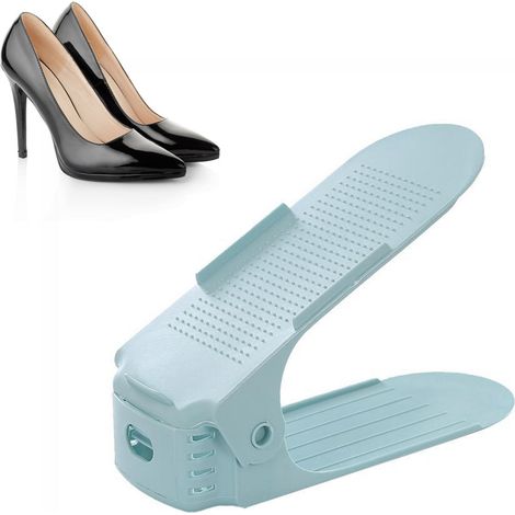 Verstellbarer, kompakter, zweistöckiger Schuh-Organizer mit rutschfestem PP-Boden – optimale Aufbewahrung für High Heels, Sneaker und Sandalen (1/5)