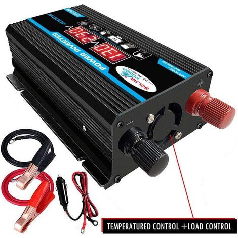 Aiperq – Convertisseur de tension 12V 220V 4000W – Onduleur à onde sinusoïdale pure – Double AC avec télécommande – Affichage numérique LCD (1/4)