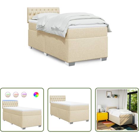 vidaXL Surmatelas - Sommier à lattes de lit et matelas Crème 90x190 cm Tissu (1/5)