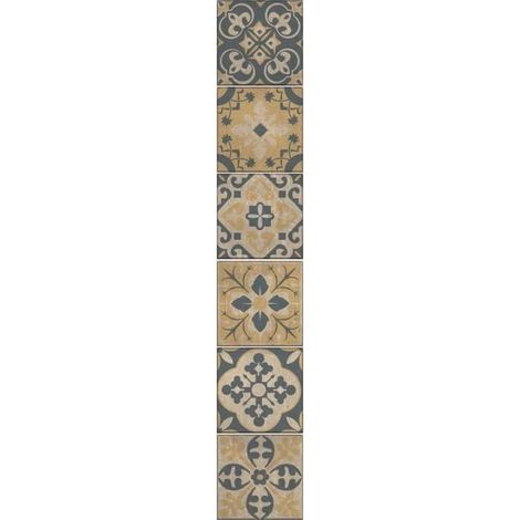 Sticker Carrelage Adhésif 15x15cm 6 pièces Celletta, Motif Carreaux de Ciment Ancien Jaune et Bleu, Déco Intérieure Maison. (1/3)