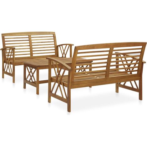 3-tlg. Garten-Lounge-Set Massivholz Akazie