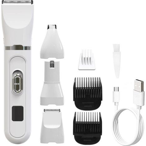 Kit de toilettage 4 en 1 pour chiens, tondeuse silencieuse pour pattes, tondeuse sans fil pour petits chiens, tondeuse électrique pour petits chiens (1/4)