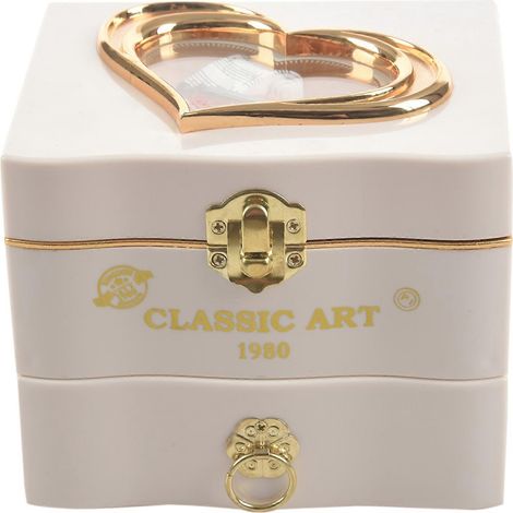 Boîte à musique rotative, mécanisme d'horlogerie, boîte à bijoux en plastique blanc (1/5)