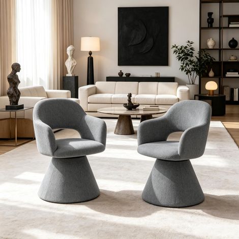 Sedia da pranzo, sedia girevole di design dall'aspetto scultoreo, poltrona con braccioli integrati, sedia girevole con schienale curvo, sedia laterale, poltrona lounge (solo con 2 sedie girevoli) (1/5)