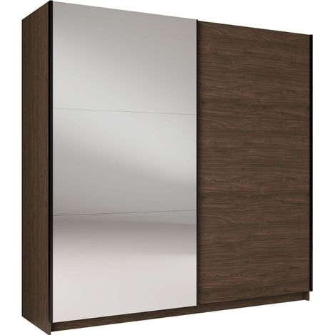 Armario ARSALA 200 cm nogal con espejo y puertas correderas de diseño (1/5)