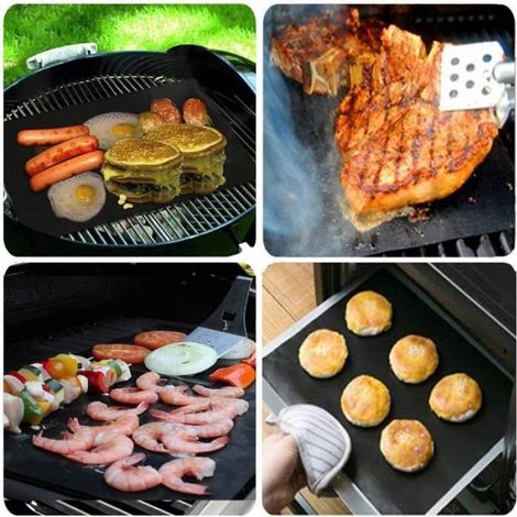 Tapis de cuisson pour barbecue - GQC - 6 pièces - Anti-adhérent - Réutilisable - 40 x 33 cm (1/4)