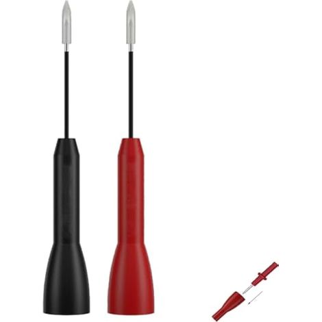 Lot de 2 sondes de test pour multimètre avec prise femelle de 2 mm et aiguilles de 1 mm - Pointes de test non destructives pour multimètre de 2 mm